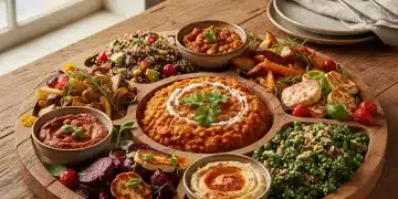 Assortment of vibrant vegetarian main dishes