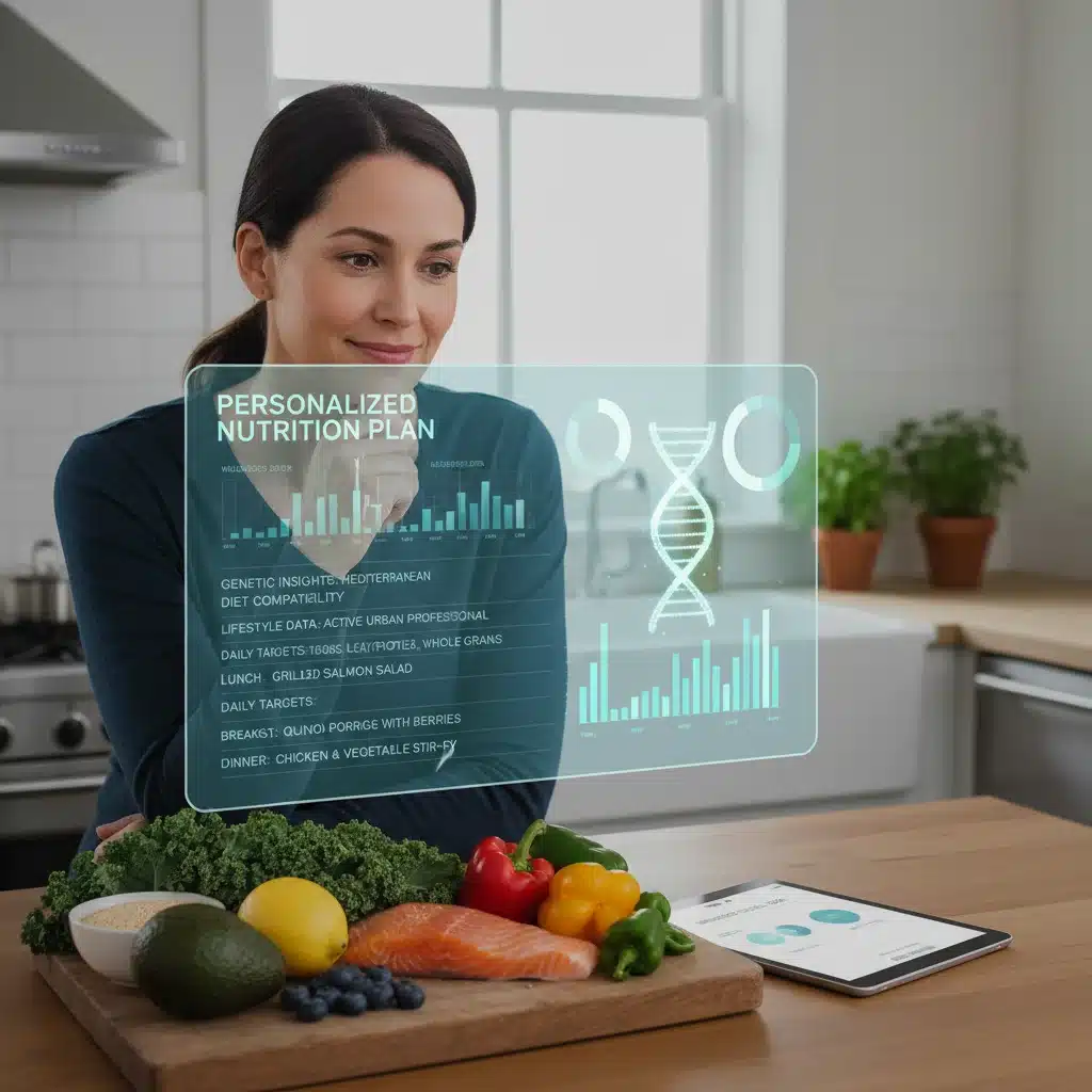 Personalized nutrition app showing dietary recommendations to a user.